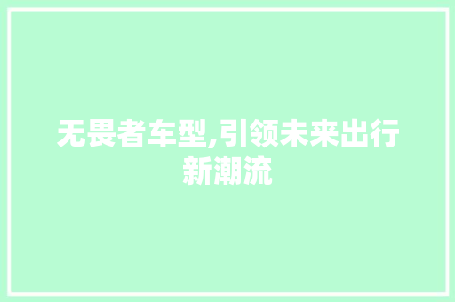 无畏者车型,引领未来出行新潮流