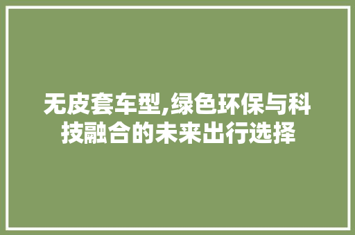无皮套车型,绿色环保与科技融合的未来出行选择