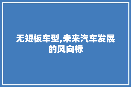 无短板车型,未来汽车发展的风向标