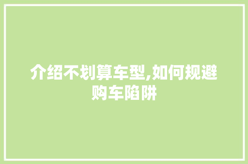 介绍不划算车型,如何规避购车陷阱