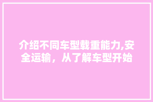 介绍不同车型载重能力,安全运输，从了解车型开始