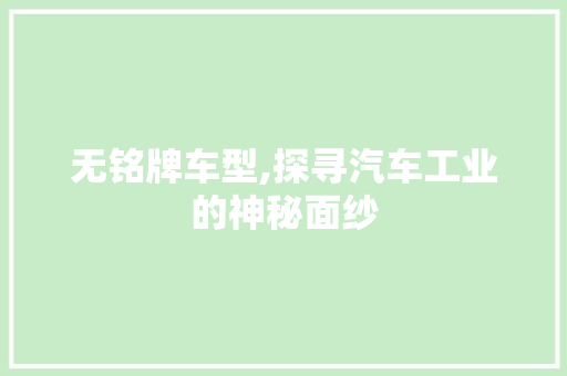 无铭牌车型,探寻汽车工业的神秘面纱