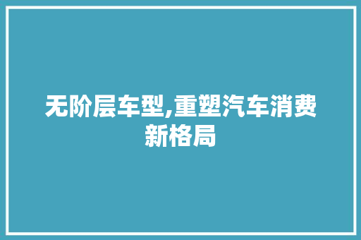 无阶层车型,重塑汽车消费新格局