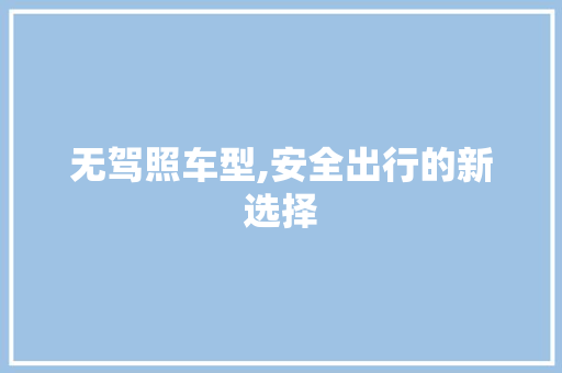 无驾照车型,安全出行的新选择