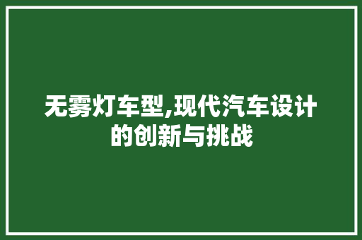 无雾灯车型,现代汽车设计的创新与挑战