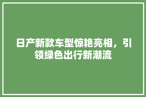 日产新款车型惊艳亮相，引领绿色出行新潮流