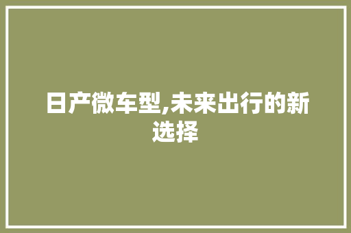 日产微车型,未来出行的新选择