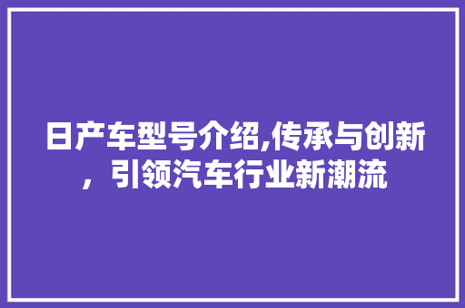 日产车型号介绍,传承与创新，引领汽车行业新潮流