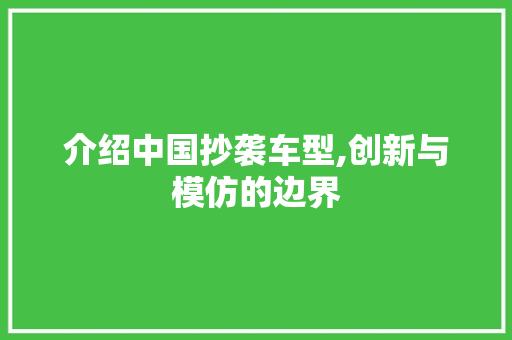 介绍中国抄袭车型,创新与模仿的边界 变速箱配件