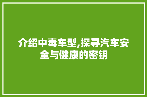 介绍中毒车型,探寻汽车安全与健康的密钥 底盘配件