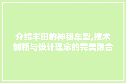 介绍丰田的神秘车型,技术创新与设计理念的完美融合