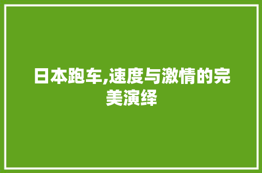 日本跑车,速度与激情的完美演绎