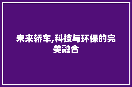 未来轿车,科技与环保的完美融合
