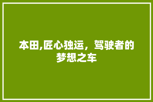 本田,匠心独运，驾驶者的梦想之车