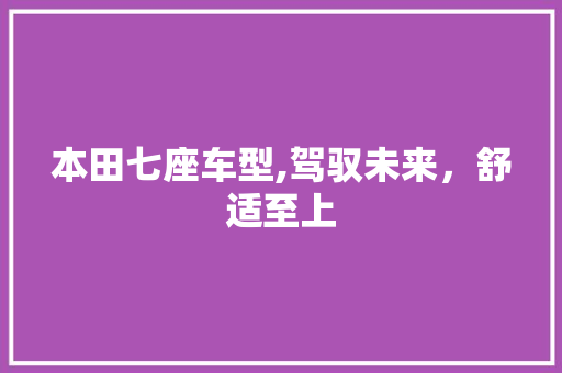 本田七座车型,驾驭未来，舒适至上
