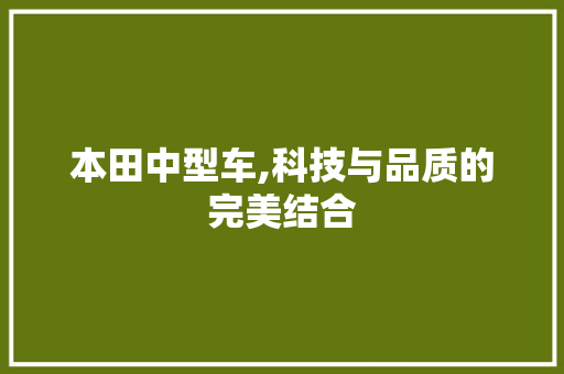 本田中型车,科技与品质的完美结合