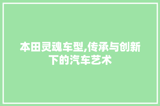 本田灵魂车型,传承与创新下的汽车艺术