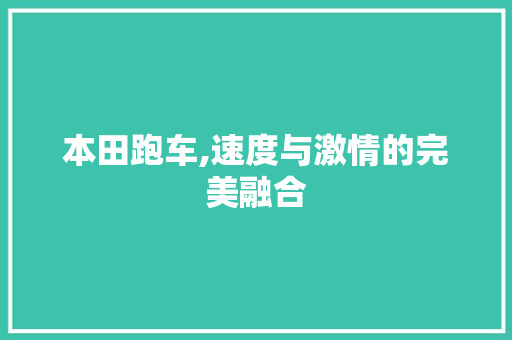 本田跑车,速度与激情的完美融合