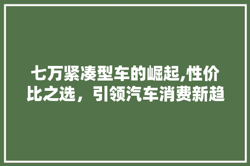 七万紧凑型车的崛起,性价比之选，引领汽车消费新趋势
