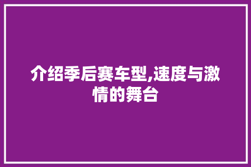 介绍季后赛车型,速度与激情的舞台
