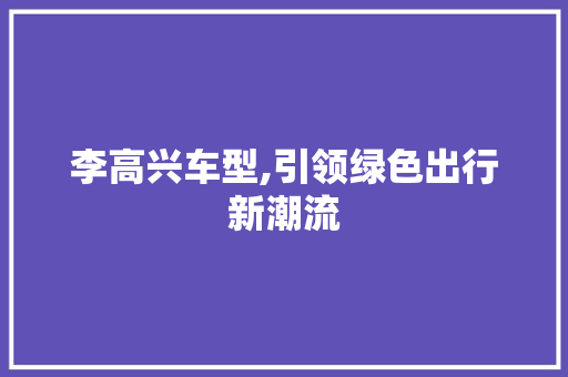 李高兴车型,引领绿色出行新潮流