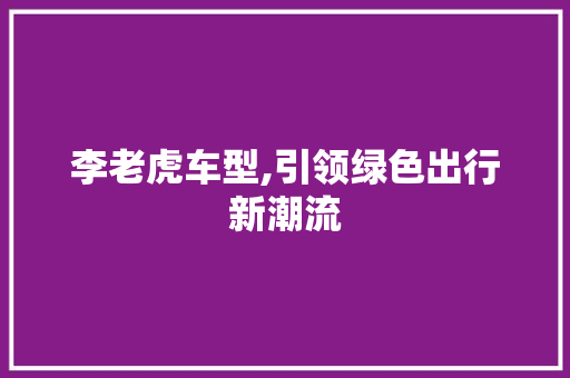 李老虎车型,引领绿色出行新潮流