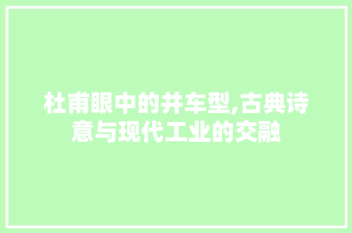 杜甫眼中的并车型,古典诗意与现代工业的交融