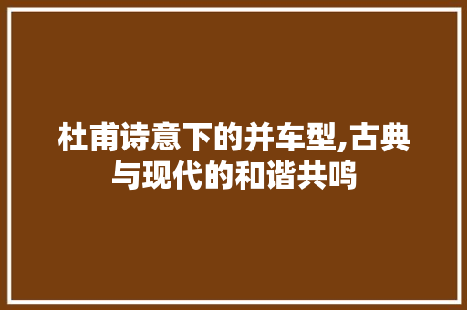 杜甫诗意下的并车型,古典与现代的和谐共鸣