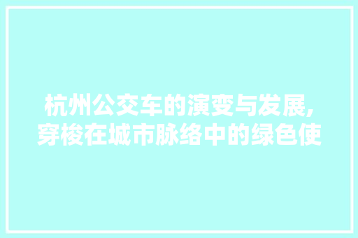 杭州公交车的演变与发展,穿梭在城市脉络中的绿色使者