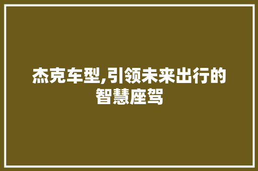 杰克车型,引领未来出行的智慧座驾