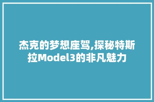 杰克的梦想座驾,探秘特斯拉Model3的非凡魅力