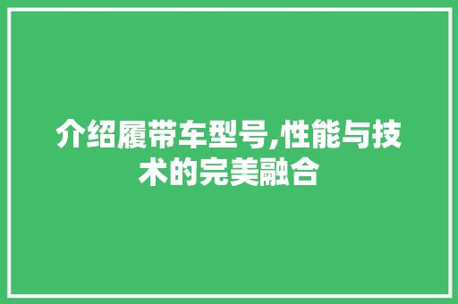 介绍履带车型号,性能与技术的完美融合