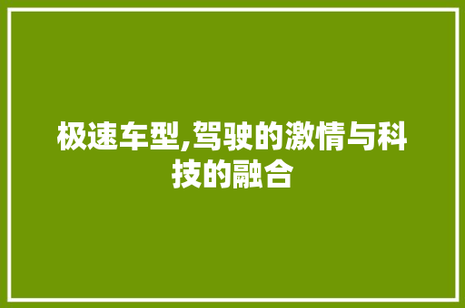 极速车型,驾驶的激情与科技的融合