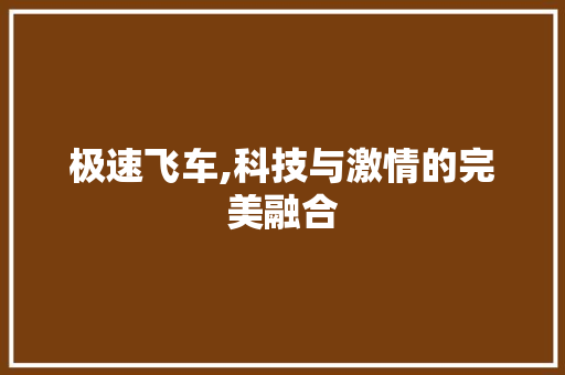 极速飞车,科技与激情的完美融合