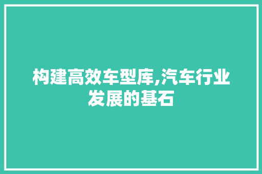 构建高效车型库,汽车行业发展的基石