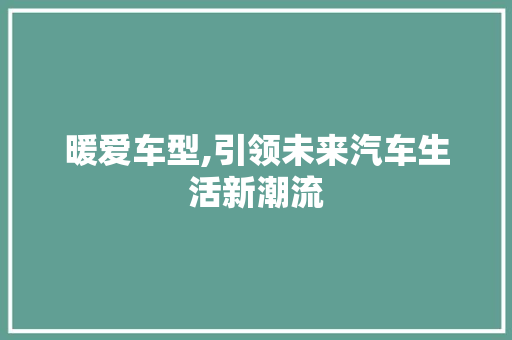 暖爱车型,引领未来汽车生活新潮流
