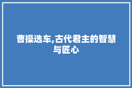曹操选车,古代君主的智慧与匠心