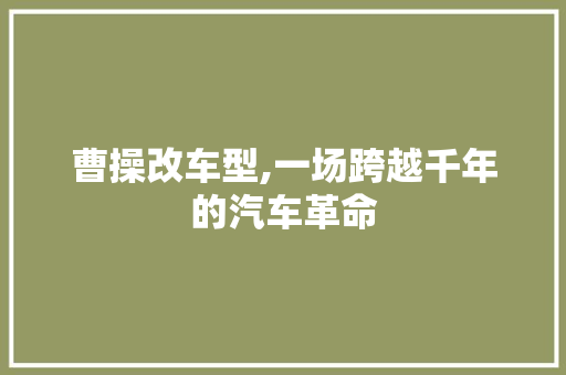 曹操改车型,一场跨越千年的汽车革命