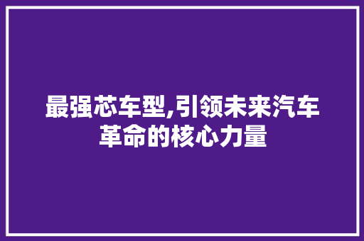 最强芯车型,引领未来汽车革命的核心力量