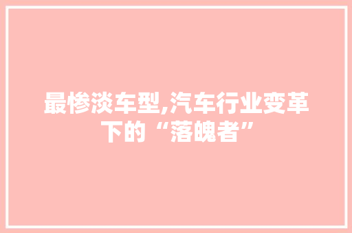 最惨淡车型,汽车行业变革下的“落魄者”