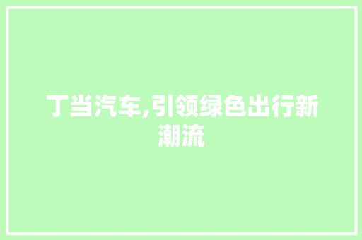 丁当汽车,引领绿色出行新潮流