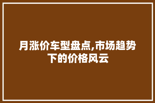 月涨价车型盘点,市场趋势下的价格风云
