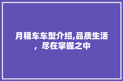 月租车车型介绍,品质生活，尽在掌握之中