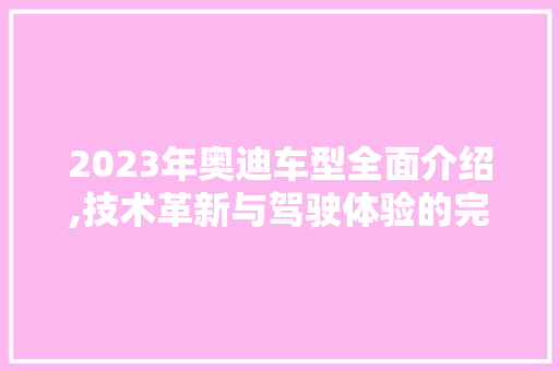 2023年奥迪车型全面介绍,技术革新与驾驶体验的完美融合