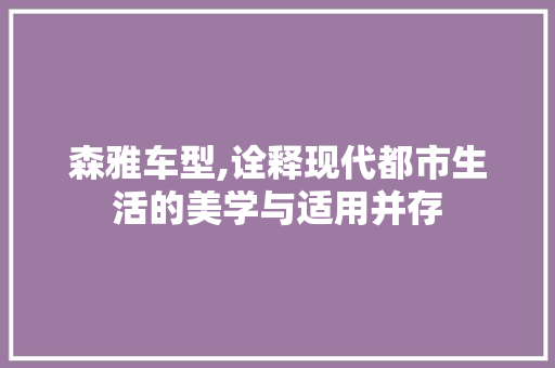 森雅车型,诠释现代都市生活的美学与适用并存