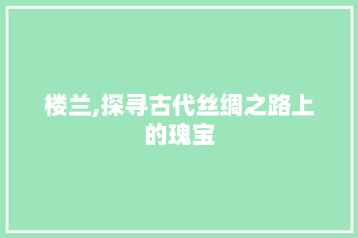 楼兰,探寻古代丝绸之路上的瑰宝