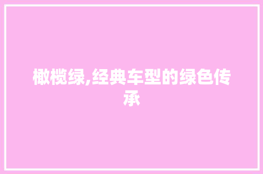 橄榄绿,经典车型的绿色传承 变速箱配件