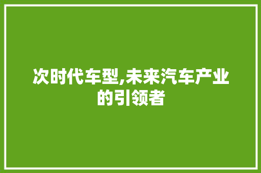 次时代车型,未来汽车产业的引领者 新能源汽车