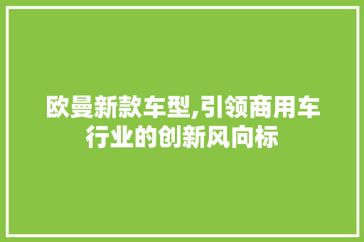 欧曼新款车型,引领商用车行业的创新风向标 新款车型