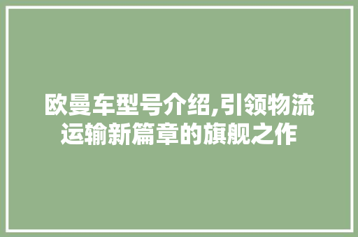 欧曼车型号介绍,引领物流运输新篇章的旗舰之作